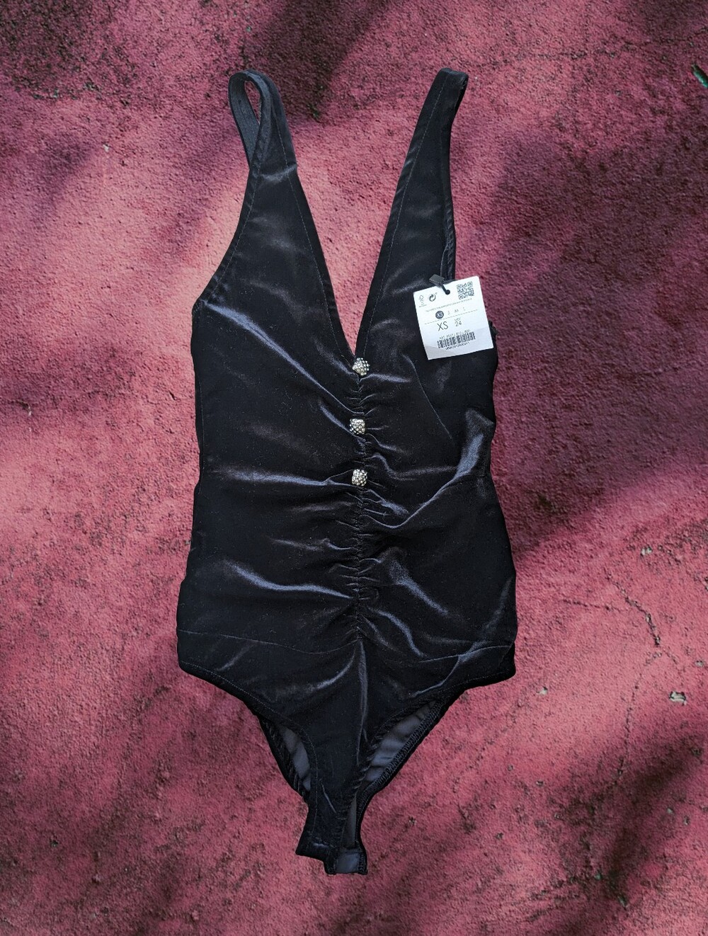 Bershka Black Velvet Bodysuit